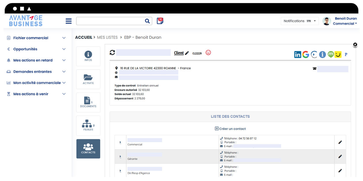 screenshot of Avantage Business